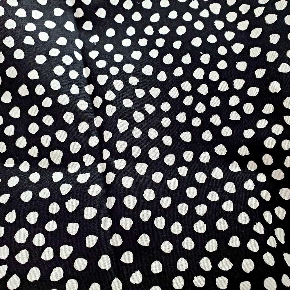 43"x50"! Vintage cotton quilting fabric, black & white polka dot mini print.